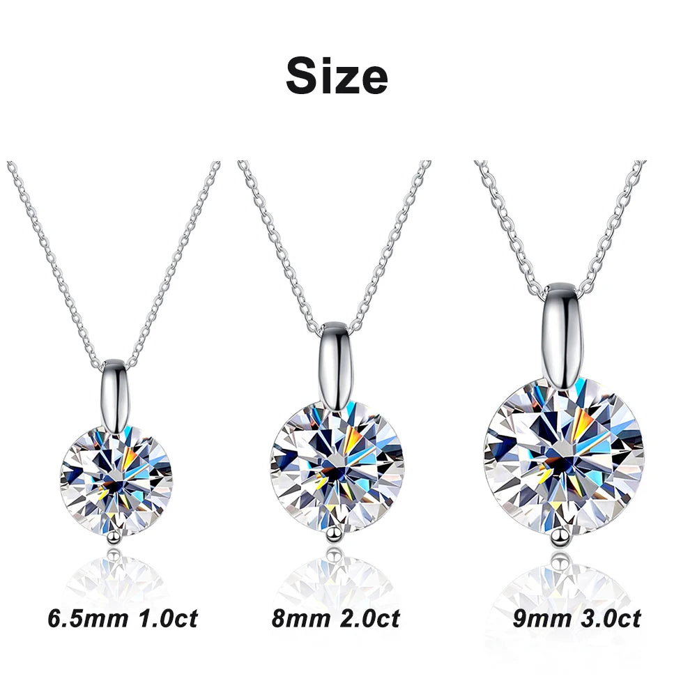 KNOBSPIN D VVS1 Moissanite Necklace Diamond Pandent 1-3ct GRA Certified s925 Sterling Silver 18k Necklaces for Women Dainty Gift