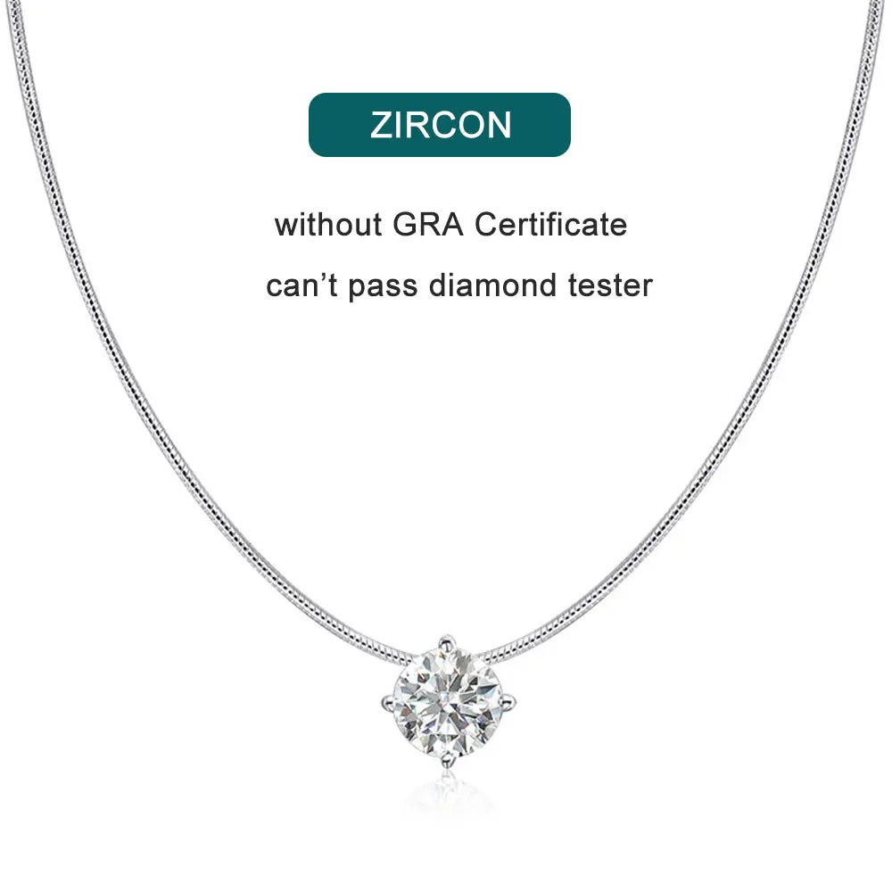 KNOBSPIN D VVS1 Moissanite Pandent Necklace s925 Sterling Silver Plated 18k White Gold GRA Certified Dainty Necklaces for Women