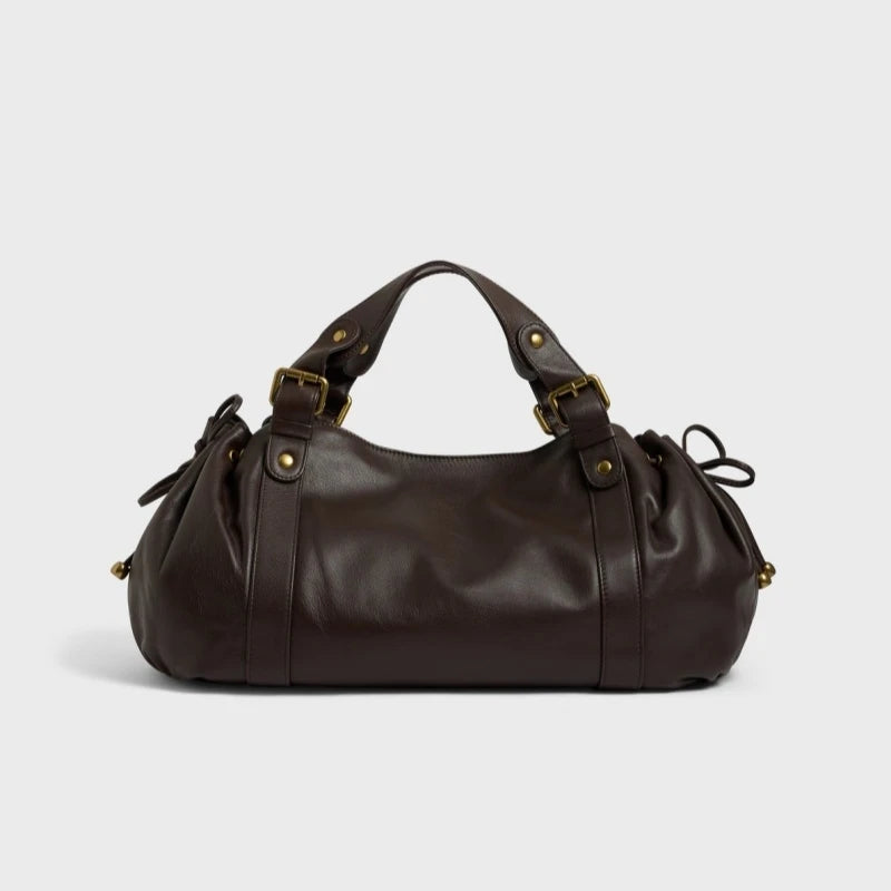 Women's Vintage Handbag, New Fashion Solid Color Tote Bag, Luxury Design Shoulder Bag for Everyday Style