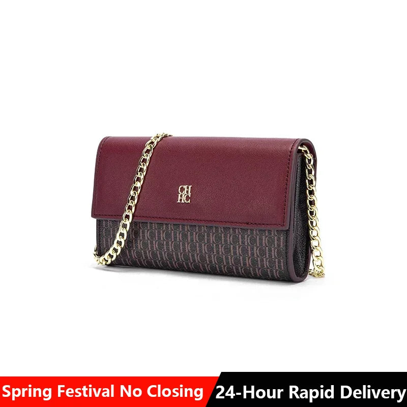 CH Exquisite Craftsmanship Women's Crossbody Bag Light Luxury Design Chain Bag Letter Elements Color Blocked Women's Chain Bag