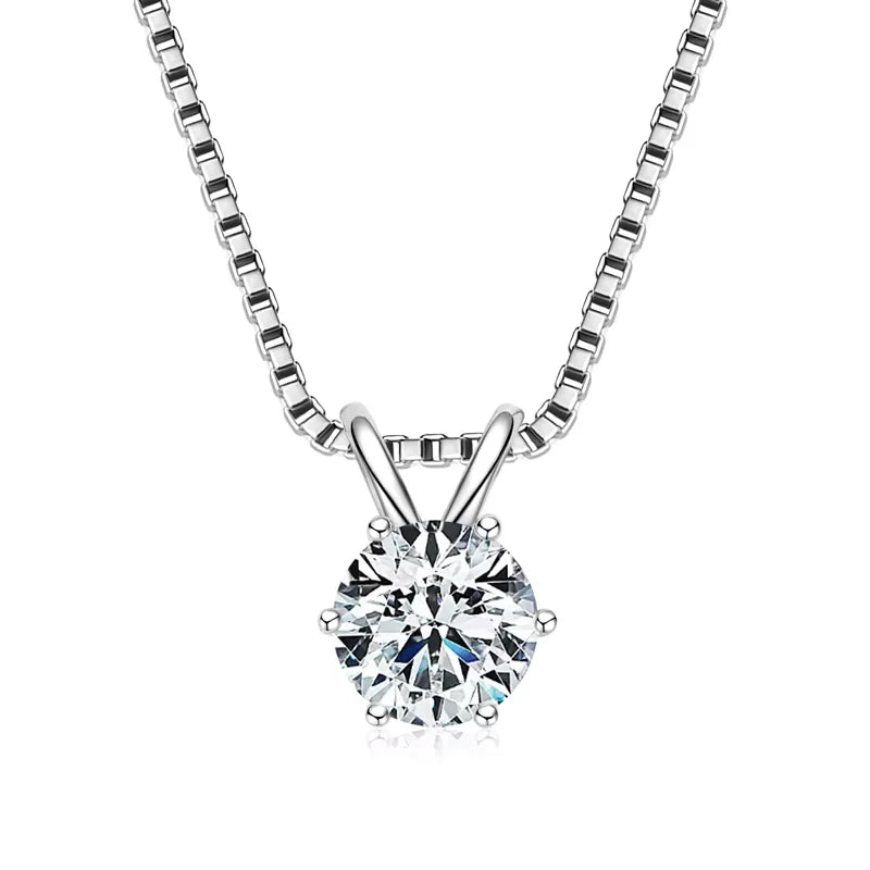 Lnngy 0.5ct-5ct Moissanite Pendant Necklace With Certificate For Women Original Real 925 Silver Chain Solitaire Drop Necklaces