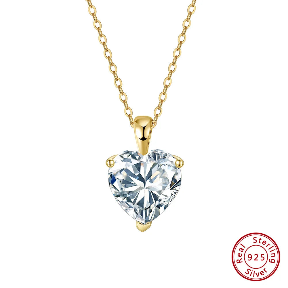 Rinntin Moissanite Diamond Heart Pendant 1-4CT 925 Sterling Silver Chain Necklace Party Choker Fine Jewelry Accessories SMON08