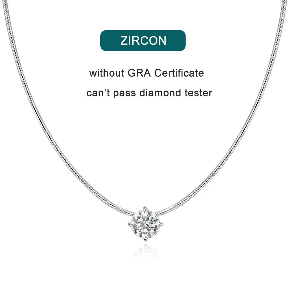 KNOBSPIN D VVS1 Moissanite Pandent Necklace s925 Sterling Silver Plated 18k White Gold GRA Certified Dainty Necklaces for Women