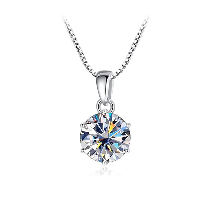 Butterflykiss 1 CT Real Moissanite Pendant Necklace For Women Top Quality 925 Sterling Silver Wedding Party Bridal Fine Jewelry