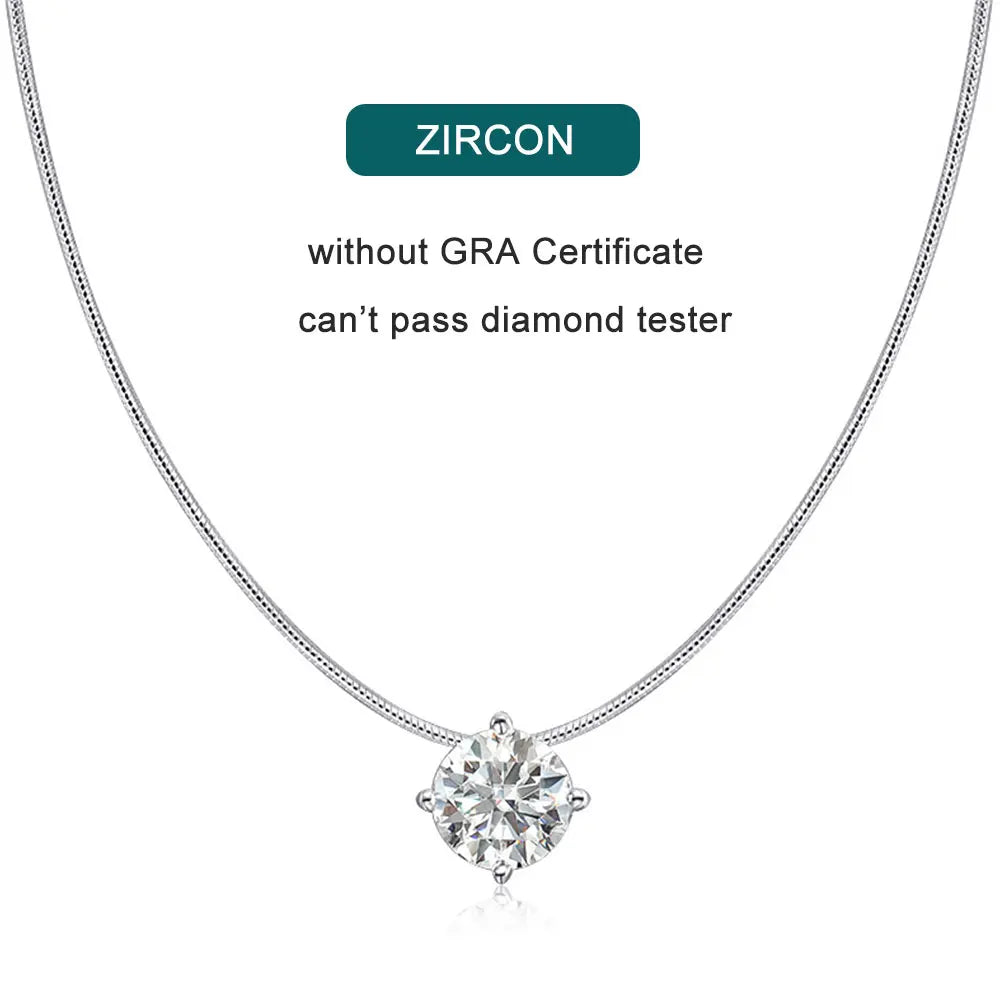 KNOBSPIN D VVS1 Moissanite Pandent Necklace s925 Sterling Silver Plated 18k White Gold GRA Certified Dainty Necklaces for Women