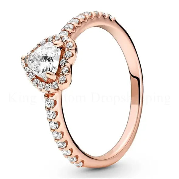 New Simple Luxury  Ring Eternal Real Rose box Exquisite Women Shiny Heart Series Ring Mother's Day  Gift for Lovers