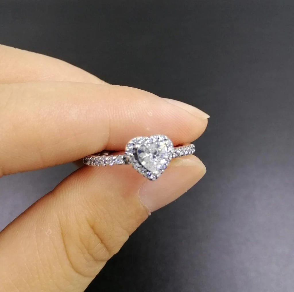 New Simple Luxury  Ring Eternal Real Rose box Exquisite Women Shiny Heart Series Ring Mother's Day  Gift for Lovers